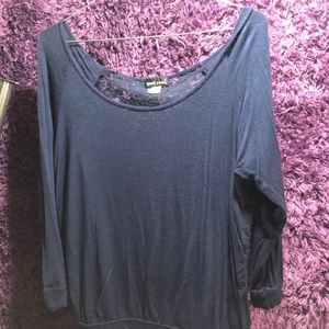 Wet Seal: Navy Back Lace Shirt